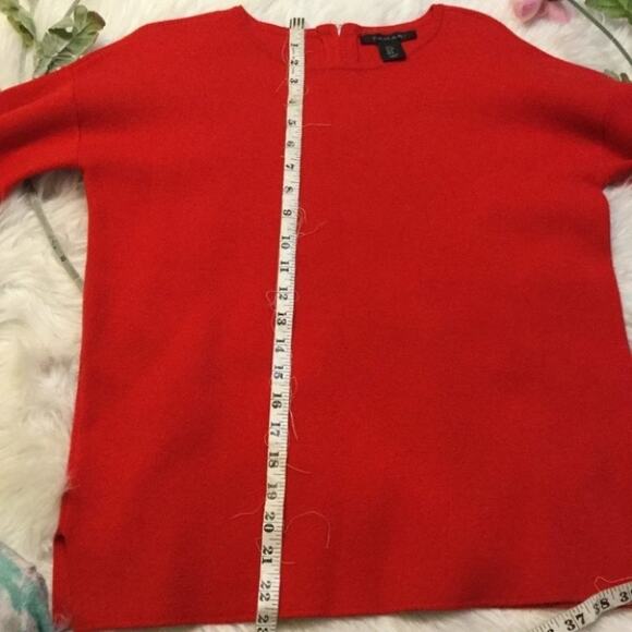 Tahari Red Zip Back 3/4 Sleeve Career Sweater Top Thick Modern Size Small S - Picture 5 of 12